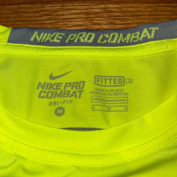 Men’s Nike Pro Combat DRI-FIT Fitted Short Sleeve Fitness Top - Yellow - Picture 6 of 8